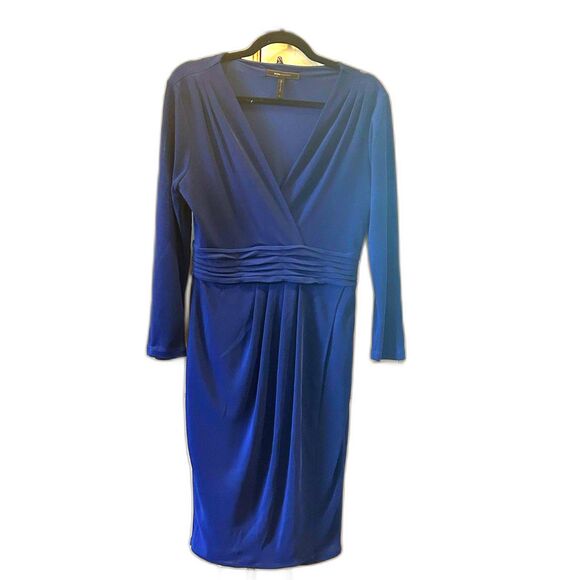 BCBG Max Azaria Blue V-Neck Dress - Size Medium - Picture 2 of 6